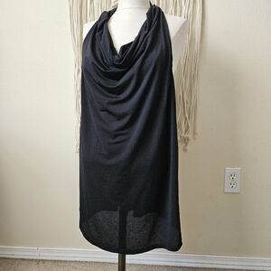 Elegant Black Drape Neck Women's Top
